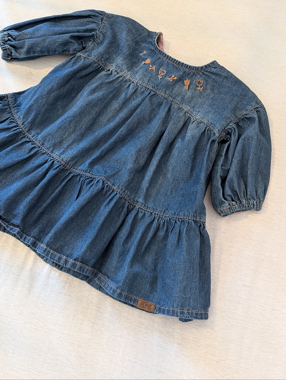 Souris Mini 12-18M - Denim Dress For A Cottage Or Cowgirl Baby Summer Style